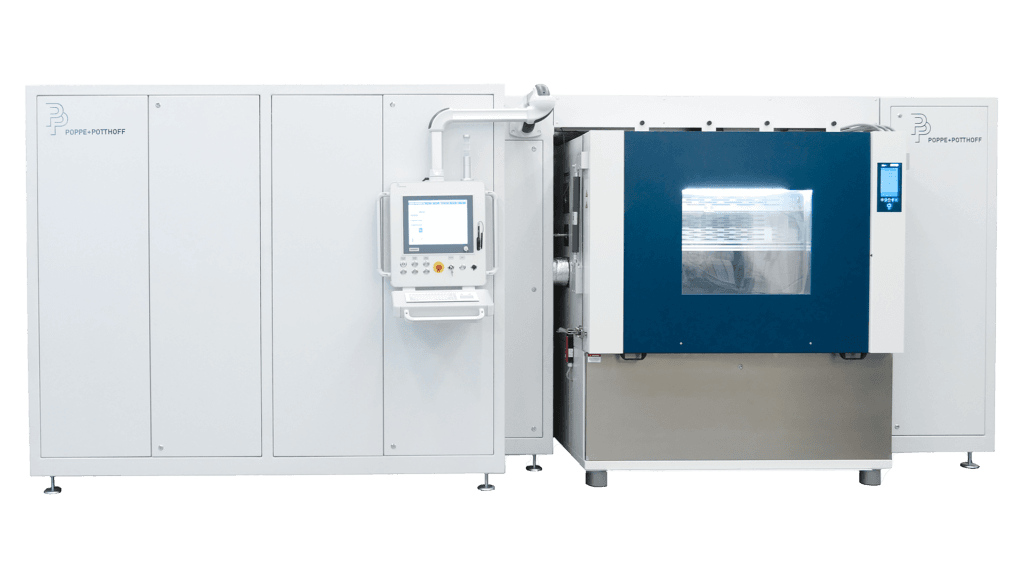 Pressure cycle test rig for coolant circuit testing M07 with integrated climate chamber and media heating and cooling unit